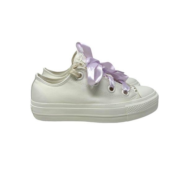 Converse Chuck Taylor Lift Platform Low Shoe Women Sneakers Egret Canvas A10301C - Picture 6 of 9
